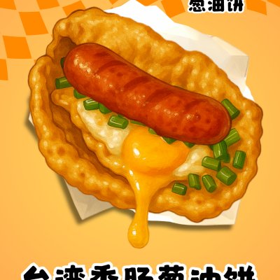 台湾香肠炸蛋葱油饼