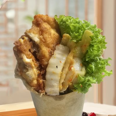 韩式泡菜炸鸡手抓饼
