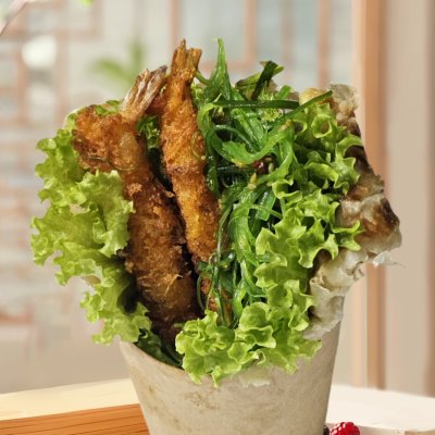日式炸虾手抓饼
