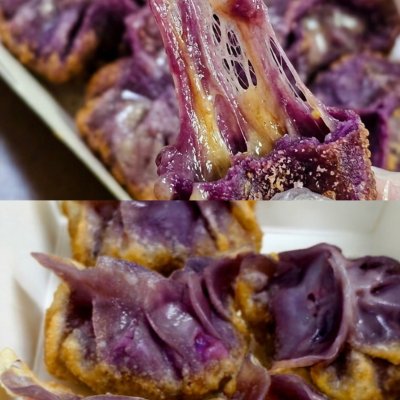 【奶素】Mozzarella Yam Taro Dumpling (拉丝紫薯芋泥饺) ​-1set 6pcs